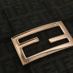 FENDI Zucchino Canvas Mamma Baguette Shoulder Bag Dark Brownep2515