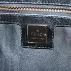 FENDI Zucchino Canvas Mamma Baguette Shoulder Bag Dark Brownep2515