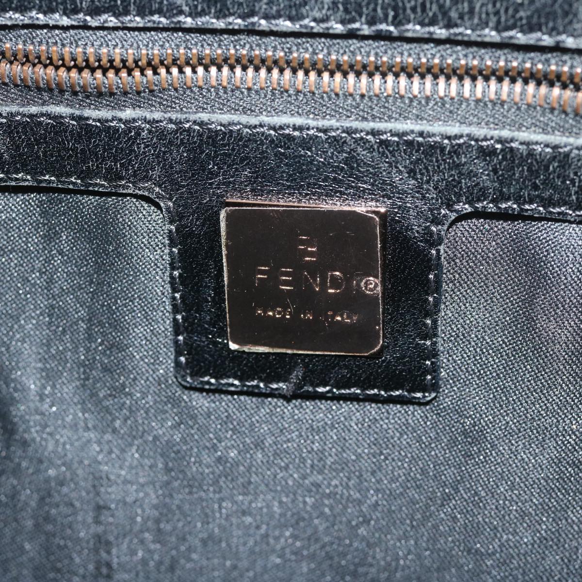 FENDI Zucchino Canvas Mamma Baguette Shoulder Bag Dark Brownep2515