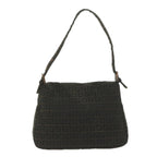 FENDI Zucchino Canvas Mamma Baguette Shoulder Bag Dark Brownep2515