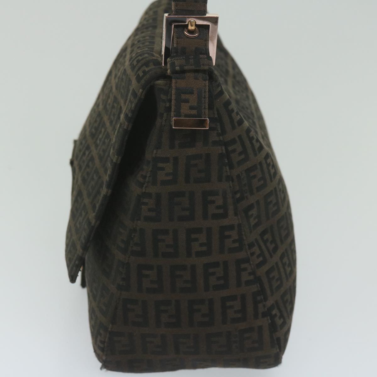 FENDI Zucchino Canvas Mamma Baguette Shoulder Bag Dark Brownep2515