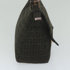 FENDI Zucchino Canvas Mamma Baguette Shoulder Bag Dark Brownep2515