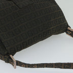 FENDI Zucchino Canvas Mamma Baguette Shoulder Bag Dark Brownep2515