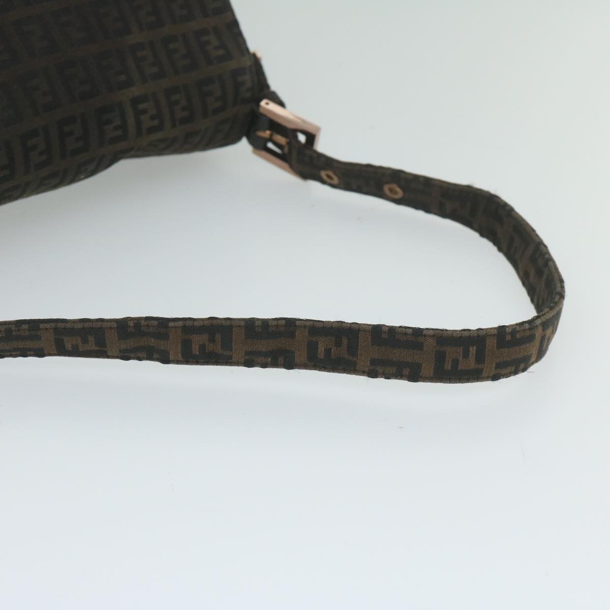 FENDI Zucchino Canvas Mamma Baguette Shoulder Bag Dark Brownep2515