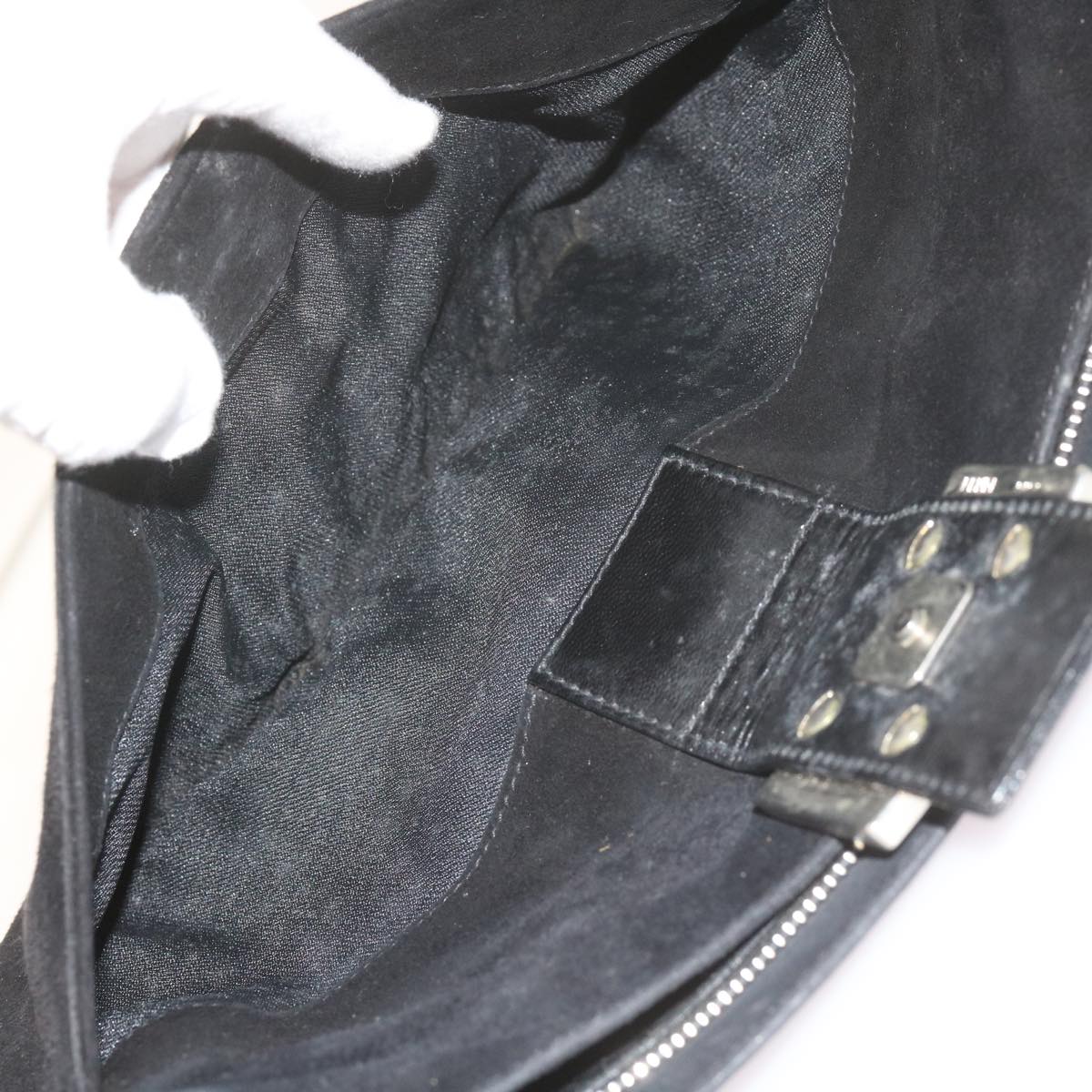 FENDI Mamma Baguette Shoulder Bag Suede Blackep2539