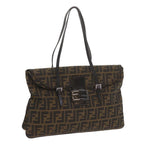 FENDI Zucca Canvas Mamma Baguette Shoulder Bag Black Brownep2540
