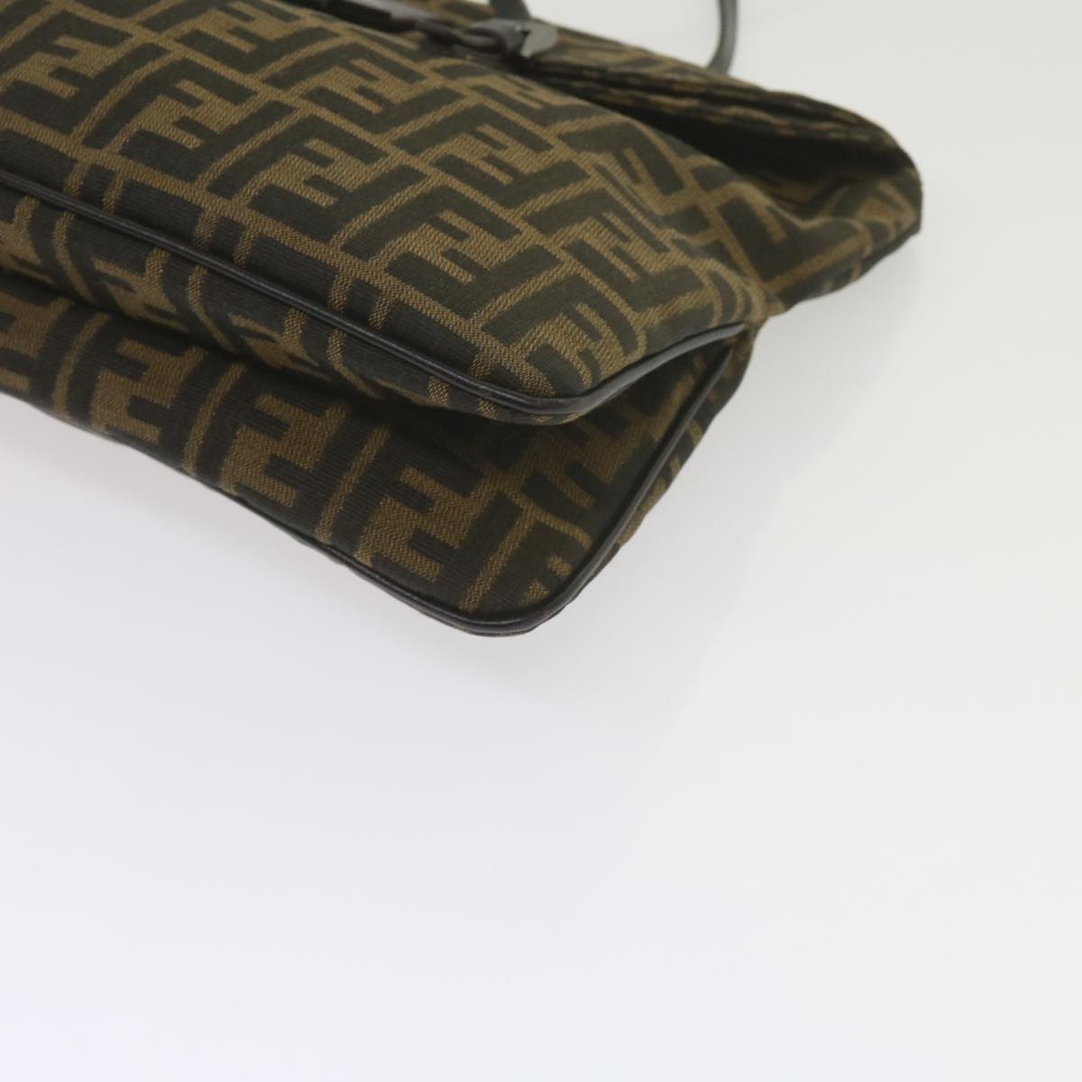 FENDI Zucca Canvas Mamma Baguette Shoulder Bag Black Brownep2540