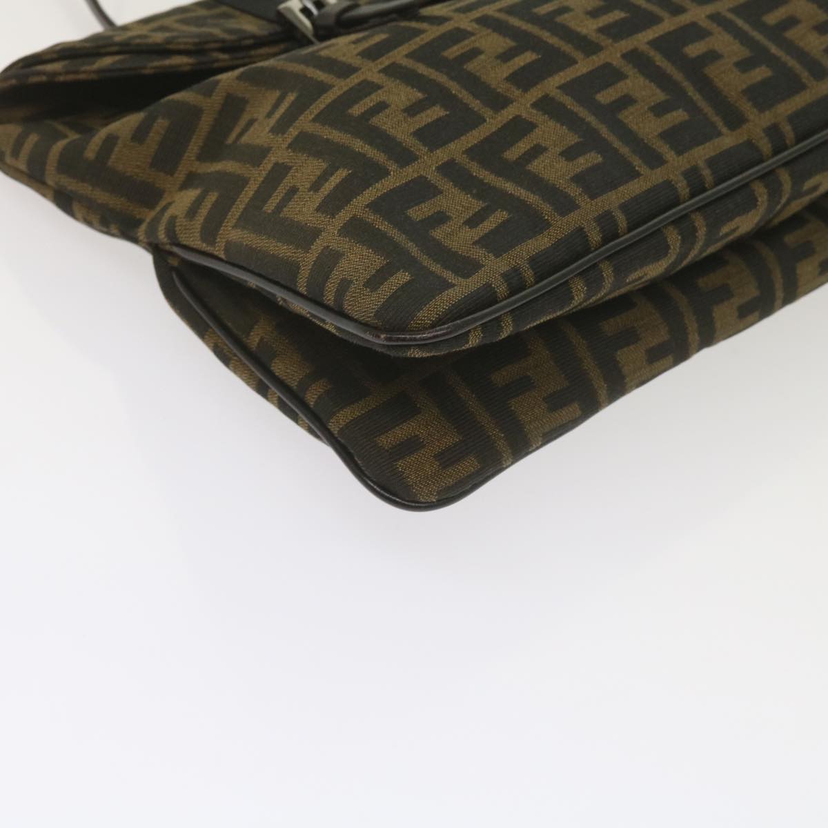 FENDI Zucca Canvas Mamma Baguette Shoulder Bag Black Brownep2540
