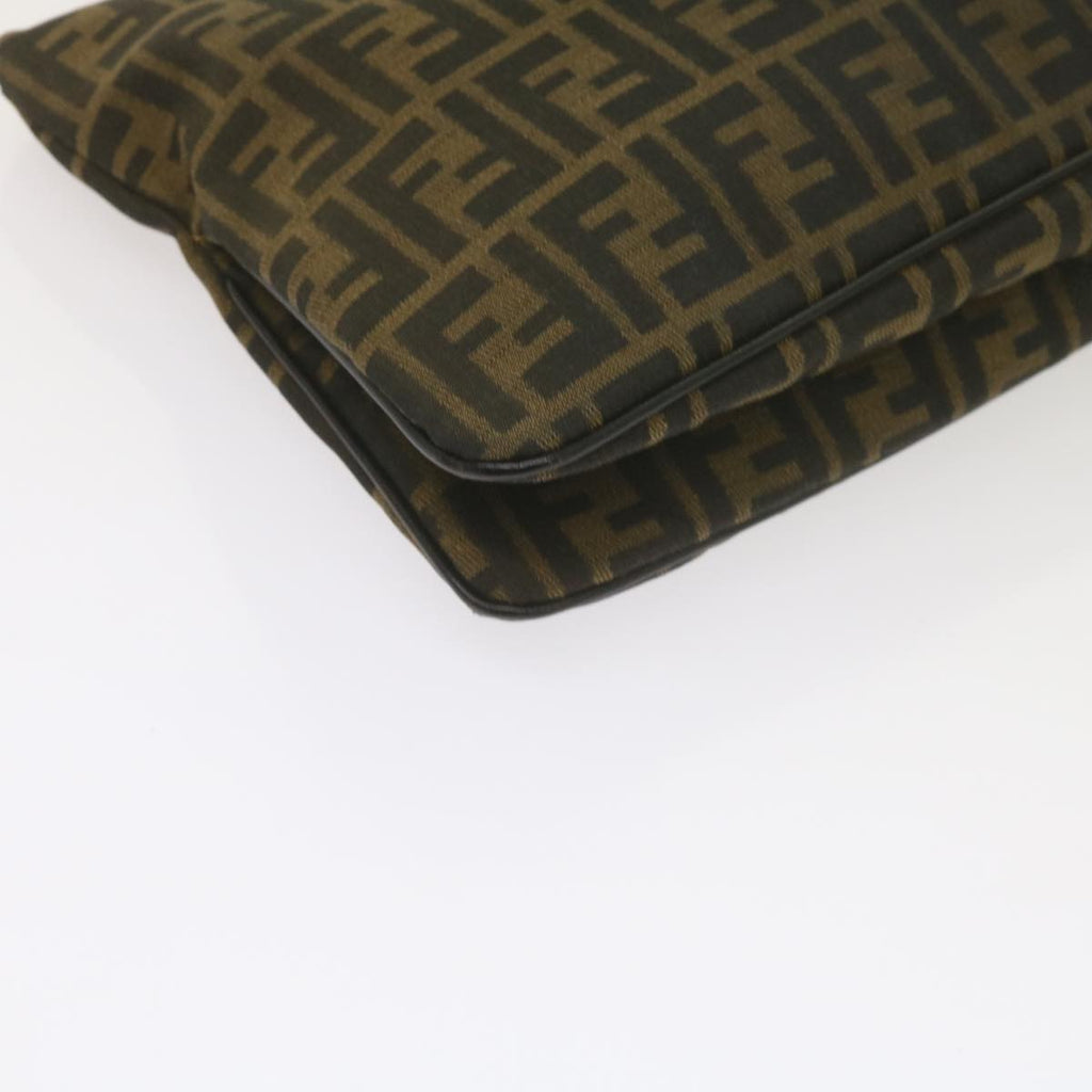FENDI Zucca Canvas Mamma Baguette Shoulder Bag Black Brownep2540