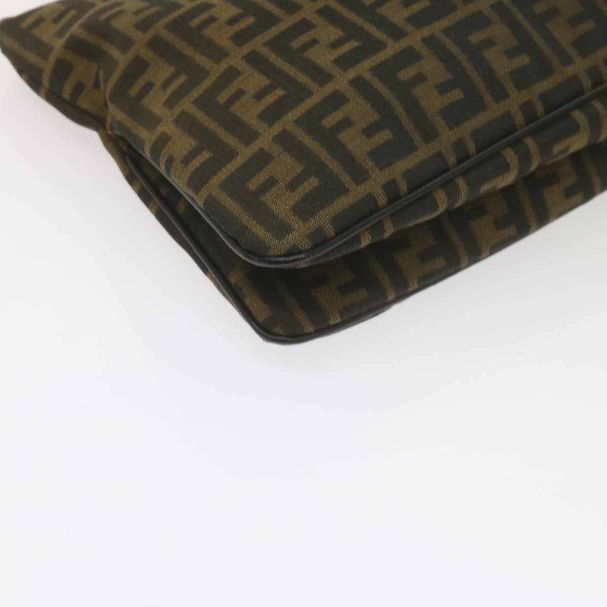 FENDI Zucca Canvas Mamma Baguette Shoulder Bag Black Brownep2540