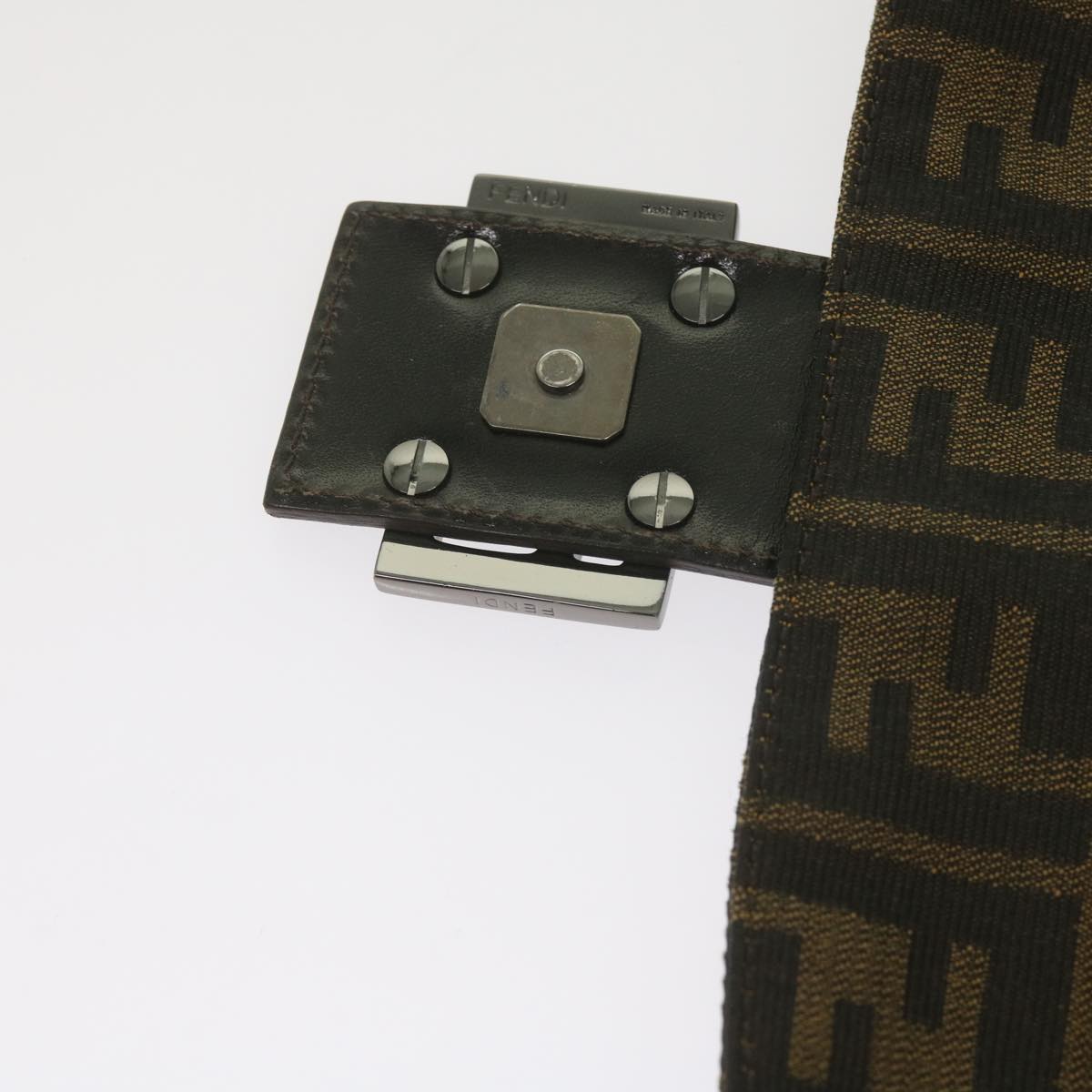 FENDI Zucca Canvas Mamma Baguette Shoulder Bag Black Brownep2540