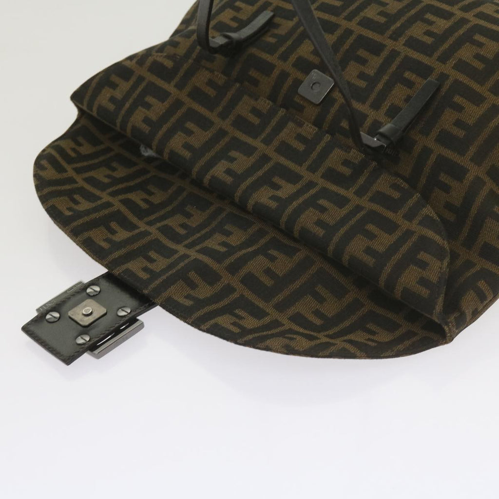 FENDI Zucca Canvas Mamma Baguette Shoulder Bag Black Brownep2540
