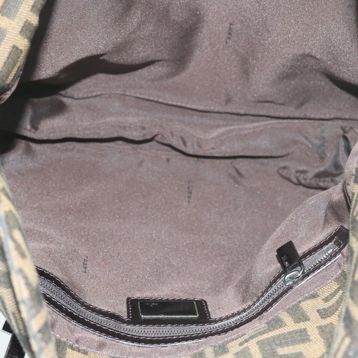 FENDI Zucca Canvas Mamma Baguette Shoulder Bag Black Brownep2540