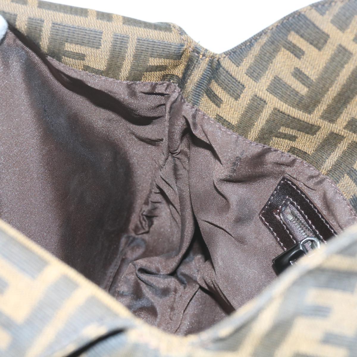 FENDI Zucca Canvas Mamma Baguette Shoulder Bag Black Brownep2540