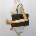 FENDI Zucca Canvas Mamma Baguette Shoulder Bag Black Brownep2540