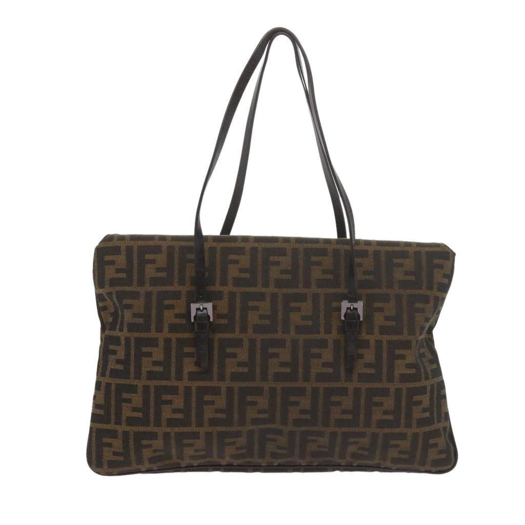 FENDI Zucca Canvas Mamma Baguette Shoulder Bag Black Brownep2540