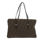 FENDI Zucca Canvas Mamma Baguette Shoulder Bag Black Brownep2540
