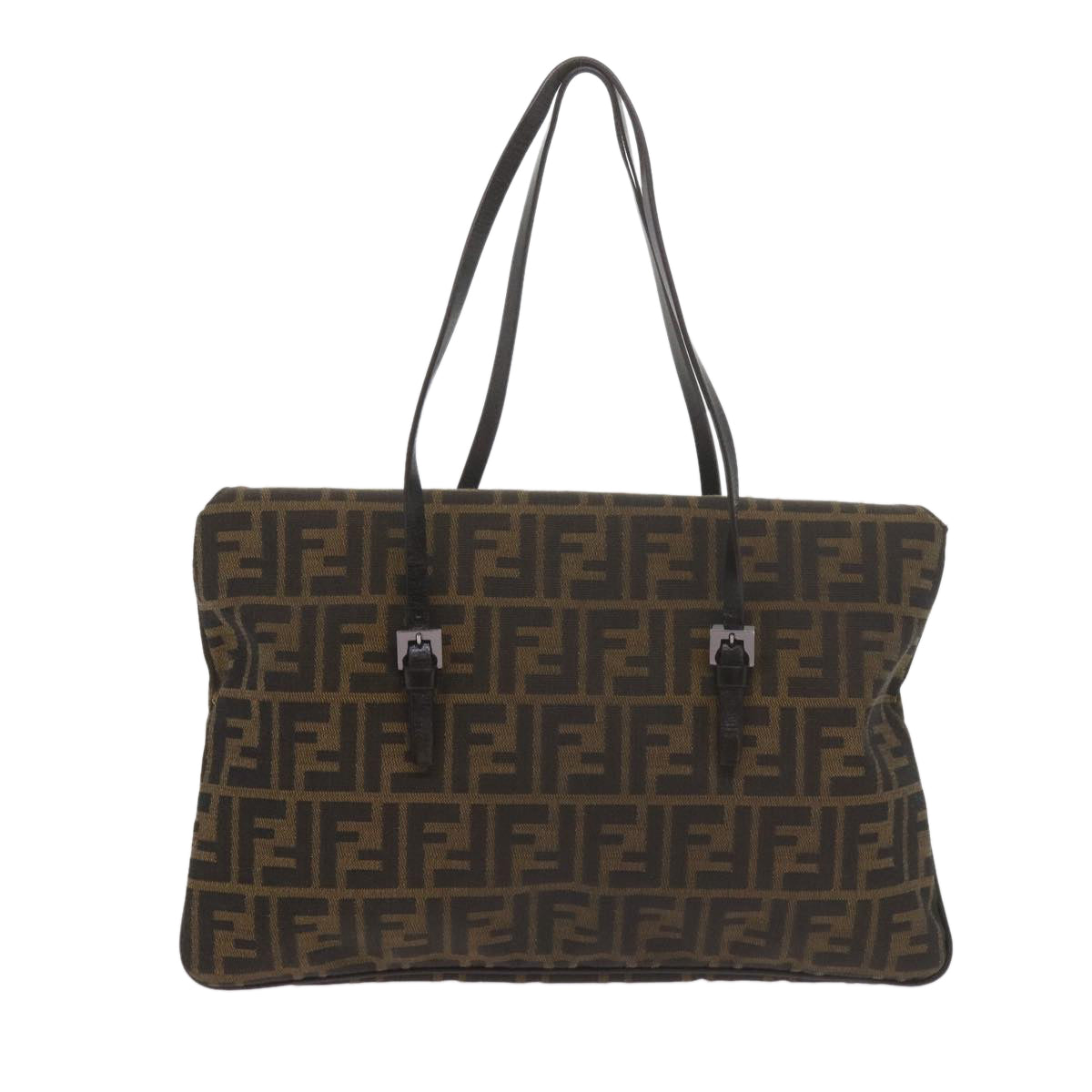 FENDI Zucca Canvas Mamma Baguette Shoulder Bag Black Brownep2540