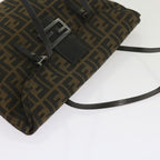 FENDI Zucca Canvas Mamma Baguette Shoulder Bag Black Brownep2540