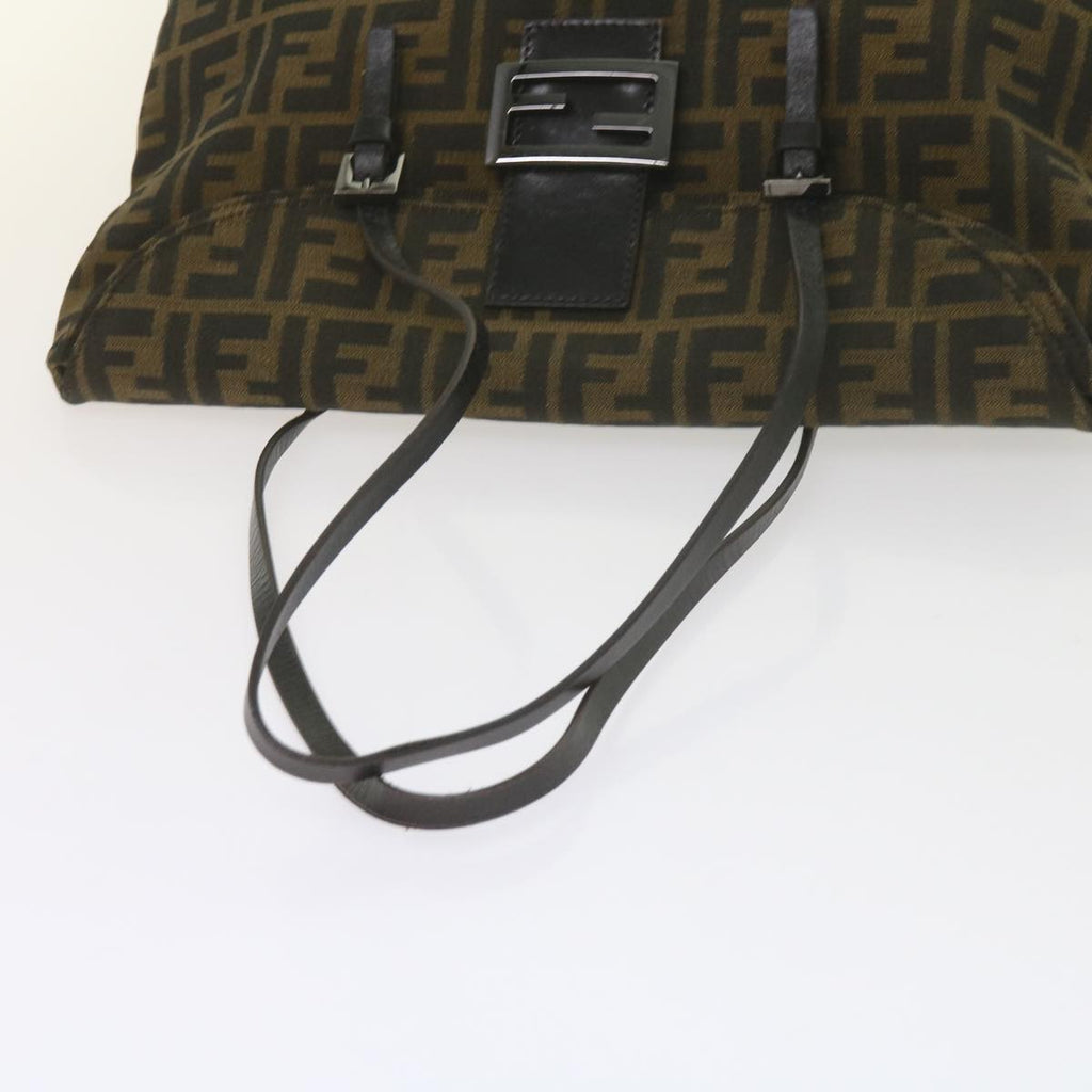 FENDI Zucca Canvas Mamma Baguette Shoulder Bag Black Brownep2540