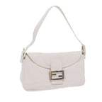 FENDI Mamma Baguette Shoulder Bag Leather Whiteep2545