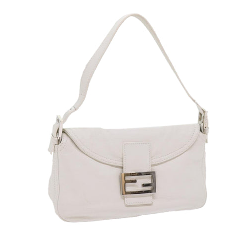 FENDI Mamma Baguette Shoulder Bag Leather Whiteep2545