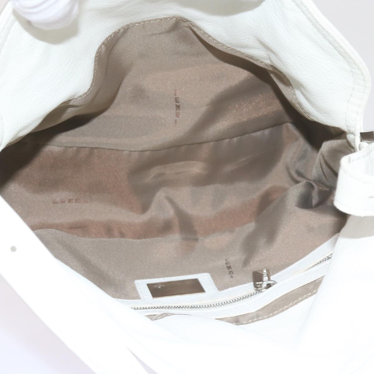 FENDI Mamma Baguette Shoulder Bag Leather Whiteep2545