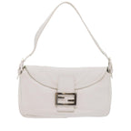 FENDI Mamma Baguette Shoulder Bag Leather Whiteep2545