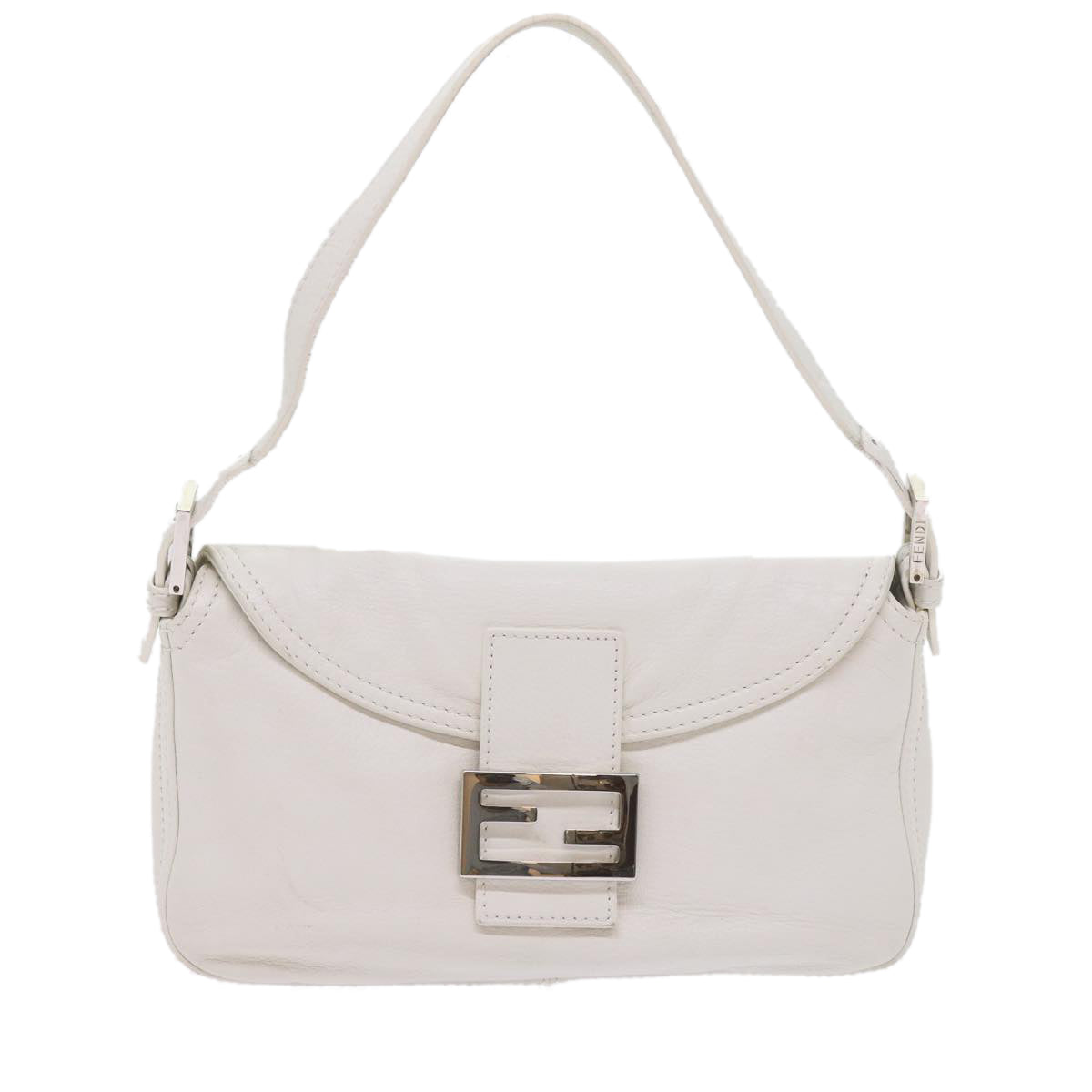 FENDI Mamma Baguette Shoulder Bag Leather Whiteep2545
