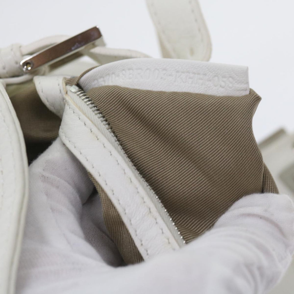 FENDI Mamma Baguette Shoulder Bag Leather Whiteep2545