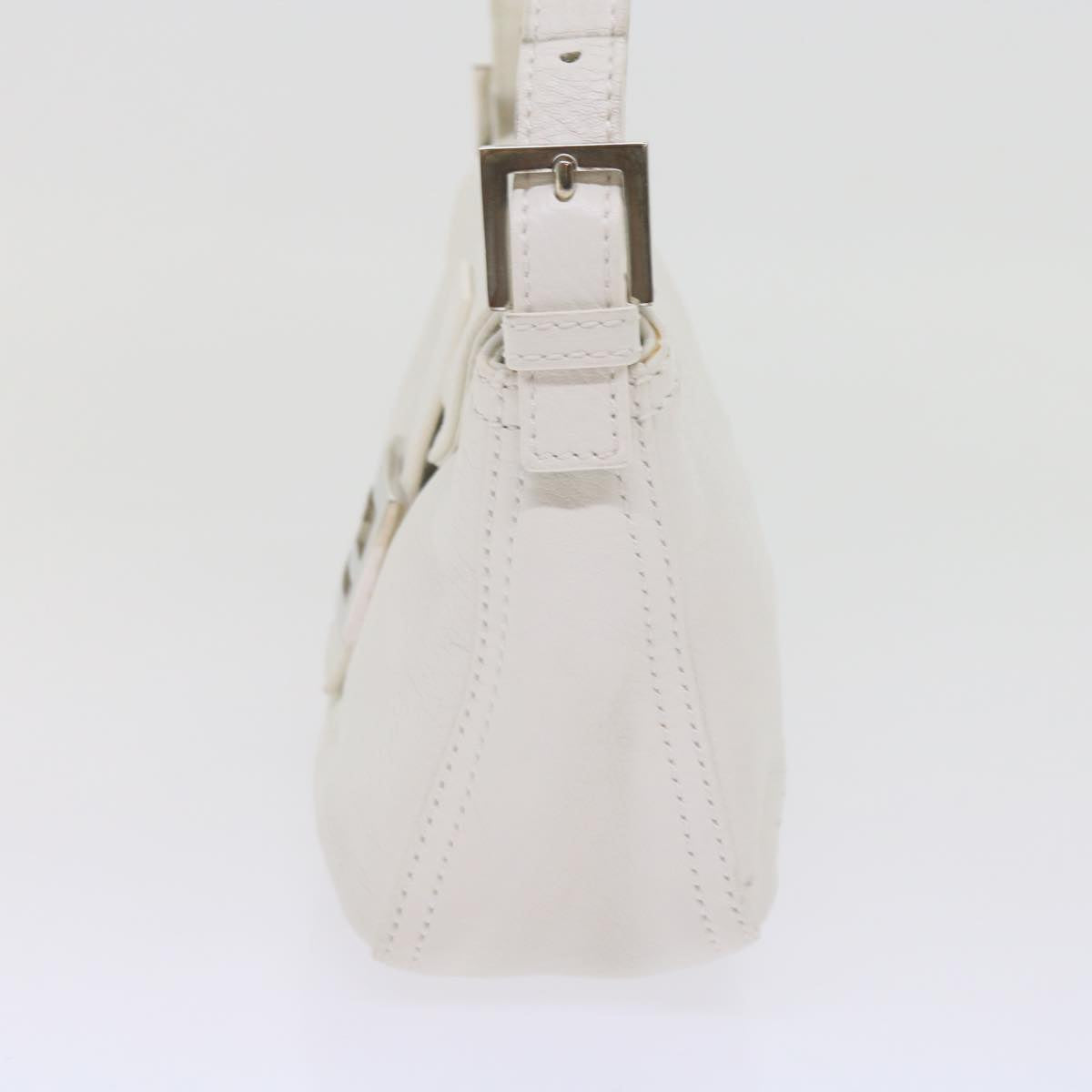 FENDI Mamma Baguette Shoulder Bag Leather Whiteep2545