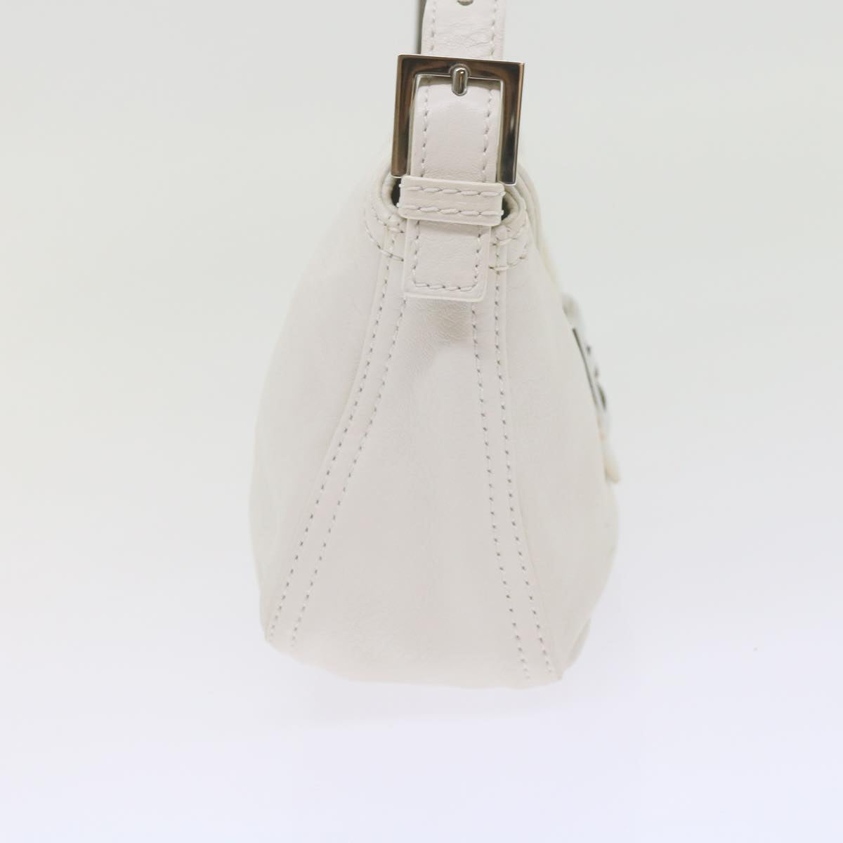 FENDI Mamma Baguette Shoulder Bag Leather Whiteep2545