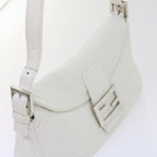 FENDI Mamma Baguette Shoulder Bag Leather Whiteep2545