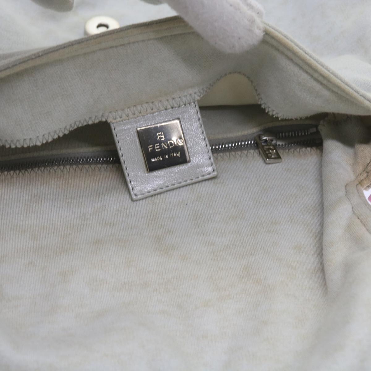 FENDI Mamma Baguette Shoulder Bag cotton White 26325ep2601