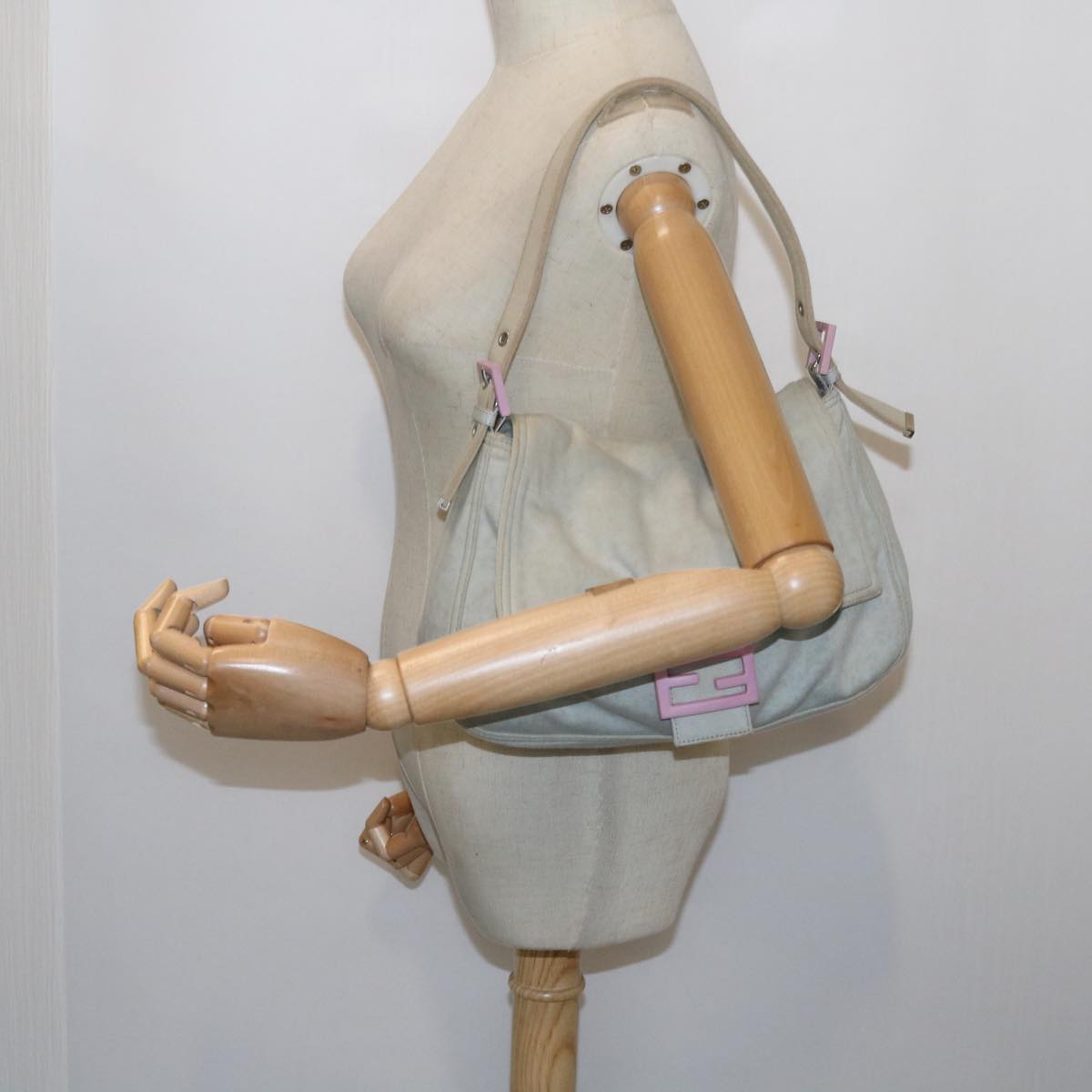 FENDI Mamma Baguette Shoulder Bag cotton White 26325ep2601