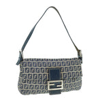 FENDI Zucchino Canvas Mamma Baguette Shoulder Bag Navyep2602