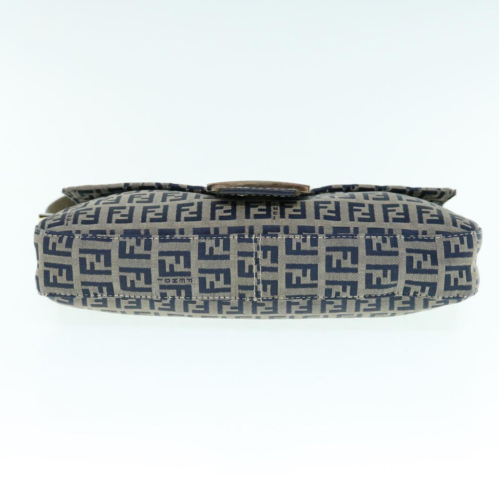 FENDI Zucchino Canvas Mamma Baguette Shoulder Bag Navyep2602