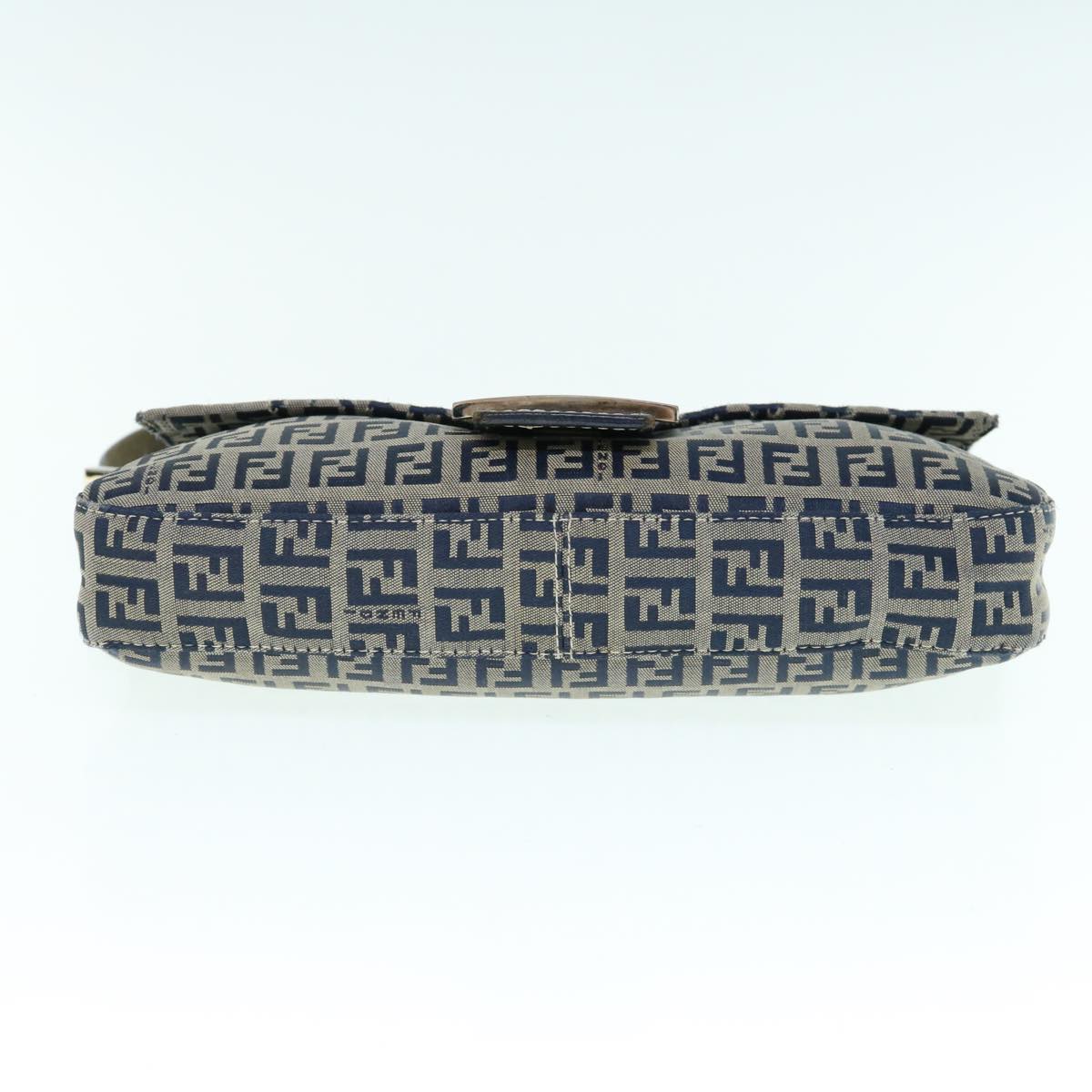 FENDI Zucchino Canvas Mamma Baguette Shoulder Bag Navyep2602