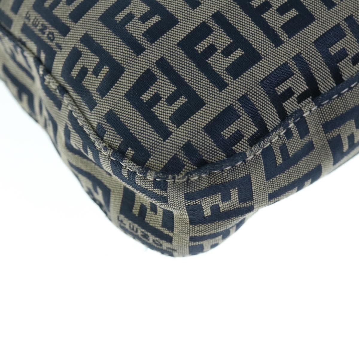 FENDI Zucchino Canvas Mamma Baguette Shoulder Bag Navyep2602