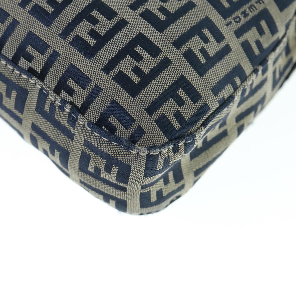 FENDI Zucchino Canvas Mamma Baguette Shoulder Bag Navyep2602