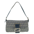 FENDI Zucchino Canvas Mamma Baguette Shoulder Bag Navyep2602
