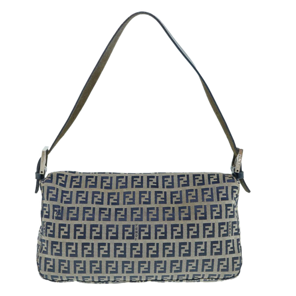 FENDI Zucchino Canvas Mamma Baguette Shoulder Bag Navyep2602