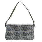 FENDI Zucchino Canvas Mamma Baguette Shoulder Bag Navyep2602