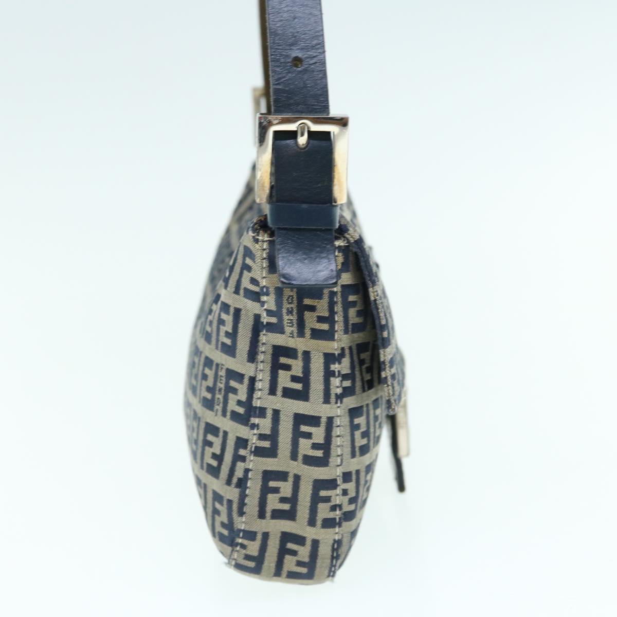 FENDI Zucchino Canvas Mamma Baguette Shoulder Bag Navyep2602