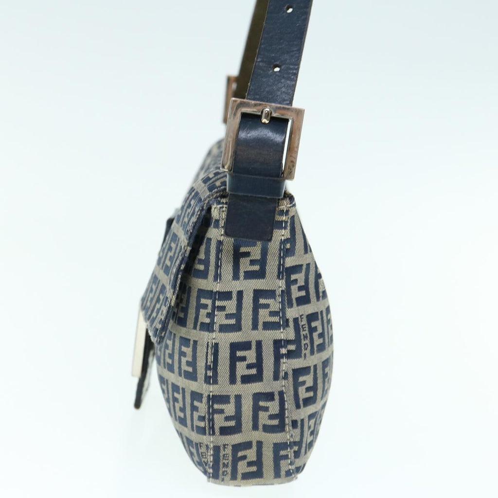 FENDI Zucchino Canvas Mamma Baguette Shoulder Bag Navyep2602