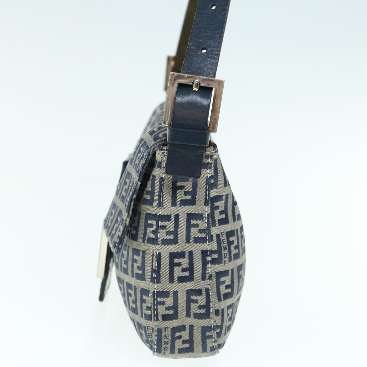 FENDI Zucchino Canvas Mamma Baguette Shoulder Bag Navyep2602