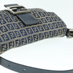 FENDI Zucchino Canvas Mamma Baguette Shoulder Bag Navyep2602