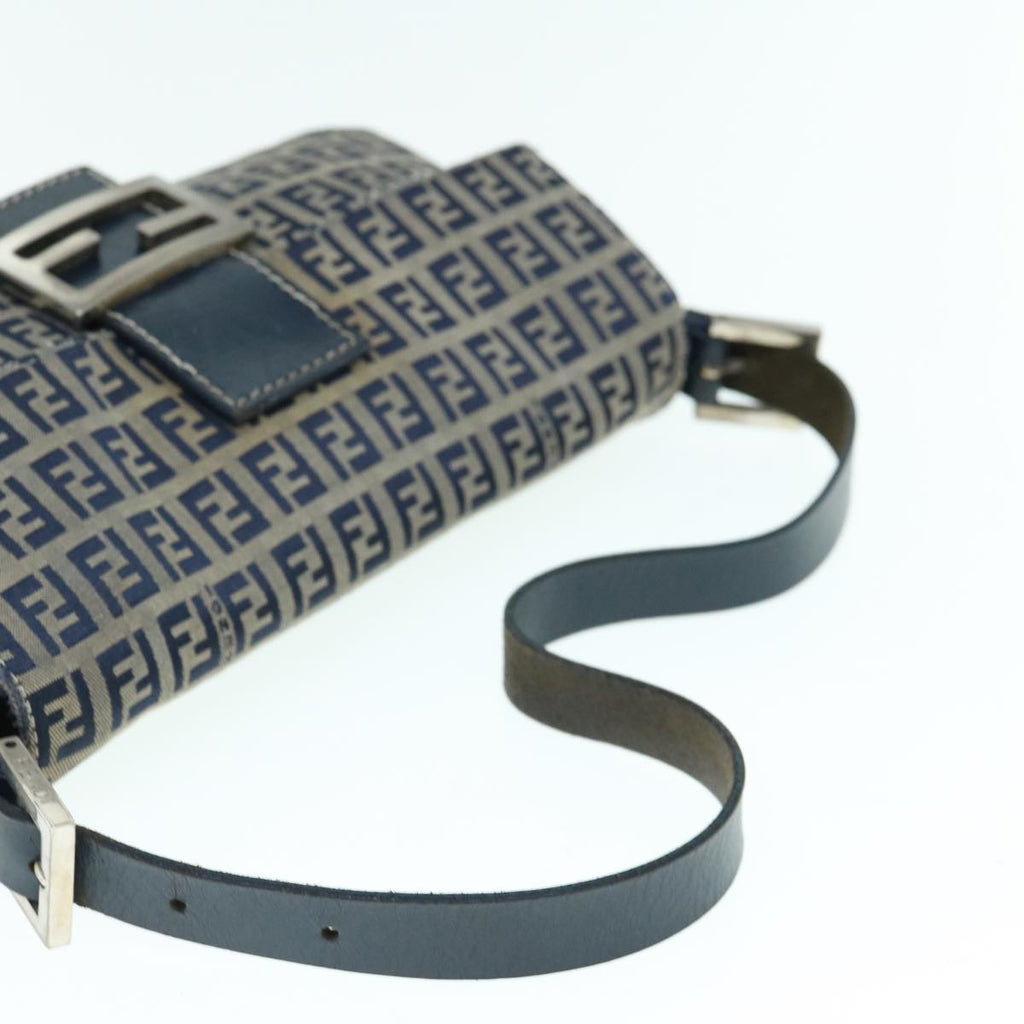 FENDI Zucchino Canvas Mamma Baguette Shoulder Bag Navyep2602