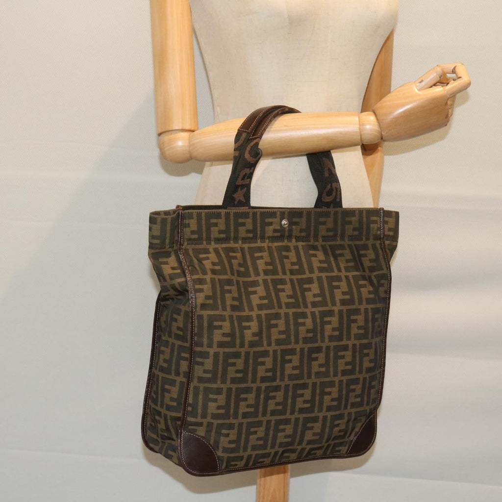 FENDI Zucca Canvas Hand Bag Black Brownep2618