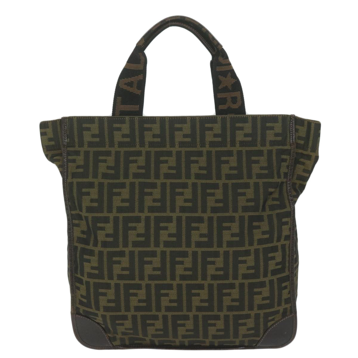 FENDI Zucca Canvas Hand Bag Black Brownep2618